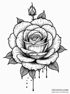 Ethereal rose bleeding gold, tattoo line art,... - эскиз тату (№1752181391_0, 10.07.2025 21:03) — Tatufoto.com