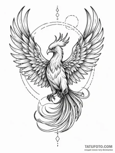 Atomic phoenix with digitized wings, concept... - эскиз тату (№1752182479_0, 10.07.2025 21:21) — Tatufoto.com