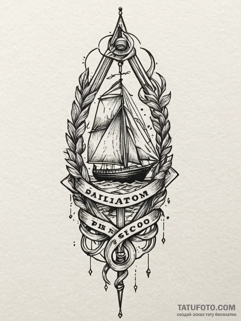 A safety pin, ink illustration for tattoo, on... - эскиз тату (№1752182815_0, 10.07.2025 21:26) — Tatufoto.com