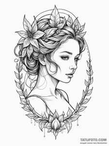 Nymph relic sealed in frost, artistic tattoo... - эскиз тату (№1752182898_0, 10.07.2025 21:28) — Tatufoto.com