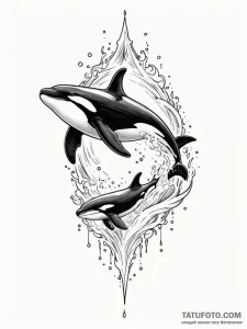 Killer whale, artistic tattoo sketch, minimal... - эскиз тату (№1752183486_0, 10.07.2025 21:38) — Tatufoto.com