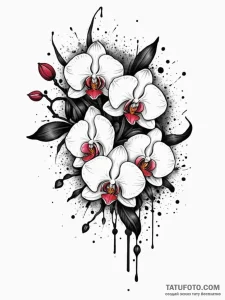 Orchid petals drifting through air, tattoo fl... - эскиз тату (№1752183571_0, 10.07.2025 21:39) — Tatufoto.com