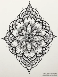 Kaleidoscope flower blooming in void, tattoo... - эскиз тату (№1752183654_0, 10.07.2025 21:40) — Tatufoto.com