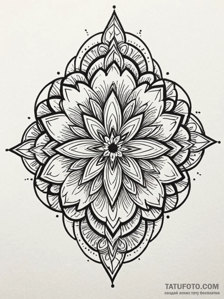 Kaleidoscope flower blooming in void, tattoo... - эскиз тату (№1752183654_0, 10.07.2025 21:40) — Tatufoto.com