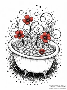 A whimsical bubble bath with flower petals, l... - эскиз тату (№1752184240_0, 10.07.2025 21:50) — Tatufoto.com