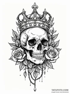 Dark chain pulling crown downward, ink illust... - эскиз тату (№1752184578_0, 10.07.2025 21:56) — Tatufoto.com