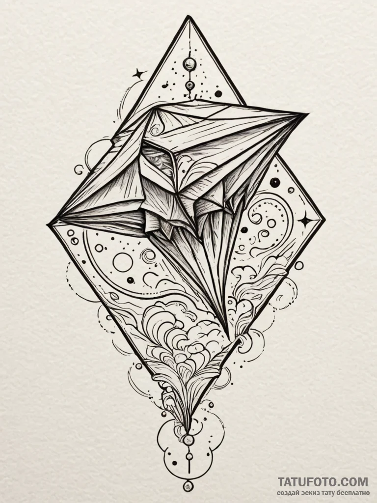 Kite torn by cosmic winds, artistic tattoo sk… — эскиз тату (№1752184662_0, 10.07.2025 21:57) — Tatufoto.com