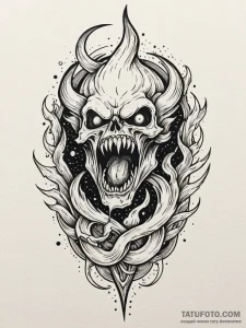 Haunted blade devouring celestial flame, conc... - эскиз тату (№1752184745_0, 10.07.2025 21:59) — Tatufoto.com