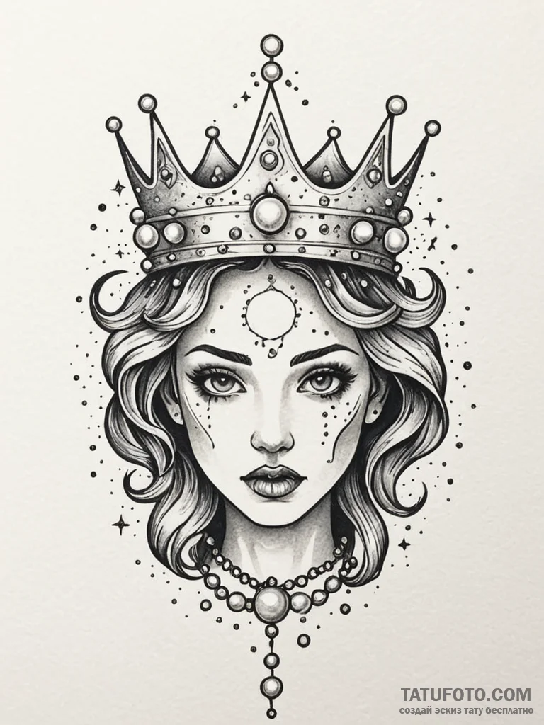 Pearl crown devouring starlight, tattoo drawi... - эскиз тату (№1752184829_0, 10.07.2025 22:00) — Tatufoto.com