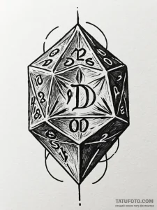 A d20 die from dungeons & dragons, artistic t... - эскиз тату (№1752185081_0, 10.07.2025 22:04) — Tatufoto.com