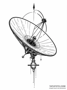 Decaying satellite dish aimed at a black star... - эскиз тату (№1752185335_0, 10.07.2025 22:08) — Tatufoto.com