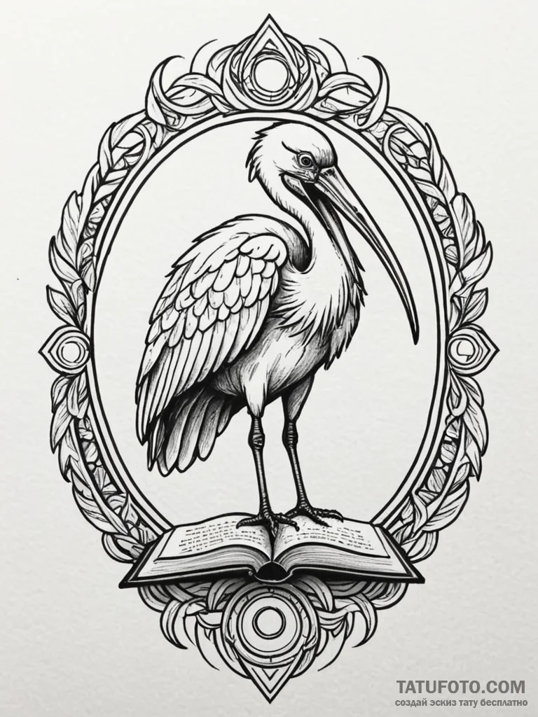 Thoth, the ibis-headed god, writing in a tome… — эскиз тату (№1752185501_0, 10.07.2025 22:11) — Tatufoto.com