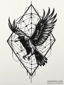 Burning web trapping raven, tattoo flash shee... - эскиз тату (№1752185585_0, 10.07.2025 22:13) — Tatufoto.com