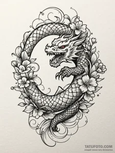 Dna helix intertwined with a floral vine, art... - эскиз тату (№1752185921_0, 10.07.2025 22:18) — Tatufoto.com