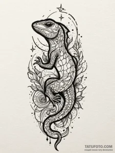 Lizard tongue flicking starlight, tattoo flas... - эскиз тату (№1752186262_0, 10.07.2025 22:24) — Tatufoto.com