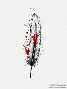Blood-stained feather drifting in water, tatt... - эскиз тату (№1752186430_0, 10.07.2025 22:27) — Tatufoto.com
