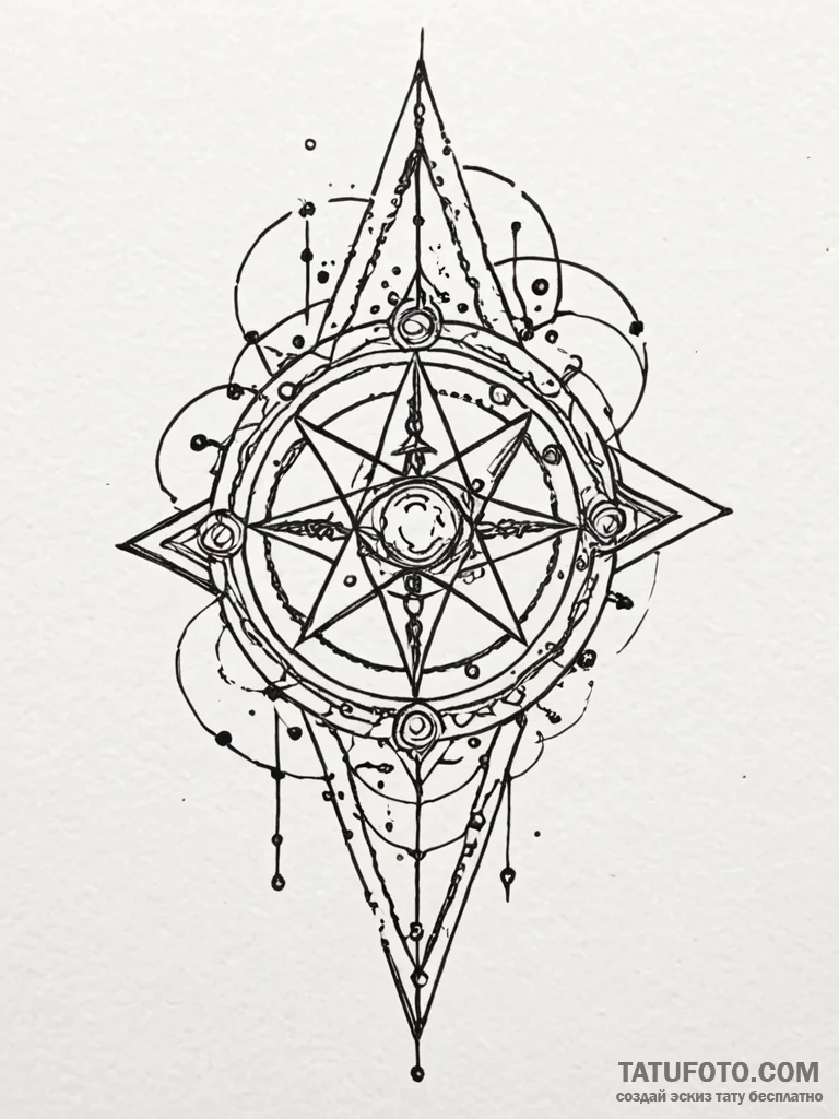 Star map burned with runes, concept art for t… — эскиз тату (№1752186598_0, 10.07.2025 22:29) — Tatufoto.com