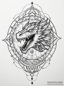 Feathered serpent devouring starlight, concep... - эскиз тату (№1752186682_0, 10.07.2025 22:31) — Tatufoto.com