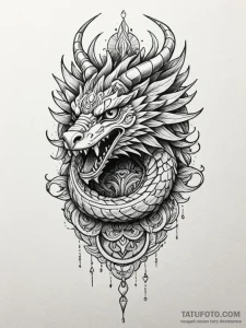 Quetzalcoatl, ink illustration for tattoo, mo... - эскиз тату (№1752186850_0, 10.07.2025 22:34) — Tatufoto.com