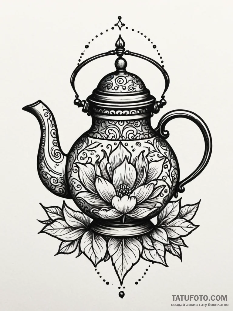 Teapot, tattoo flash sheet design, aesthetica… — эскиз тату (№1752187354_0, 10.07.2025 22:42) — Tatufoto.com