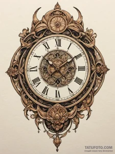 A detailed broken wall clock, still,, artisti... - эскиз тату (№1752187437_0, 10.07.2025 22:43) — Tatufoto.com