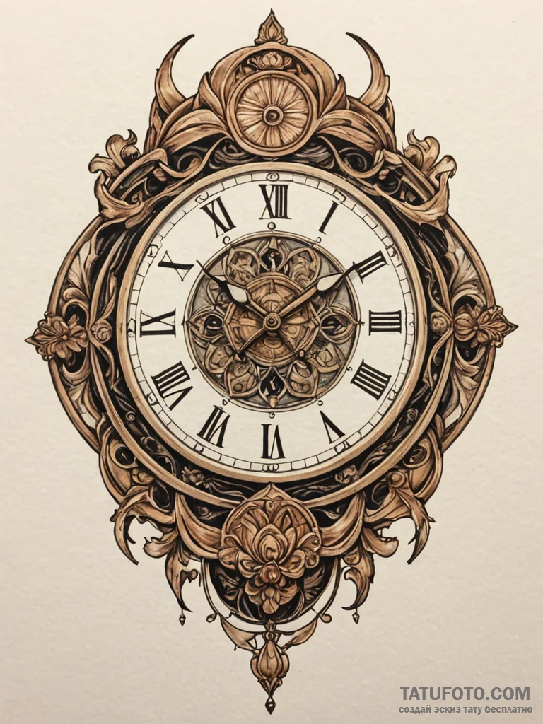 A detailed broken wall clock, still,, artisti… — эскиз тату (№1752187437_0, 10.07.2025 22:43) — Tatufoto.com