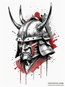 A samurai warrior's helmet (kabuto), tattoo s... - эскиз тату (№1752187521_0, 10.07.2025 22:45) — Tatufoto.com
