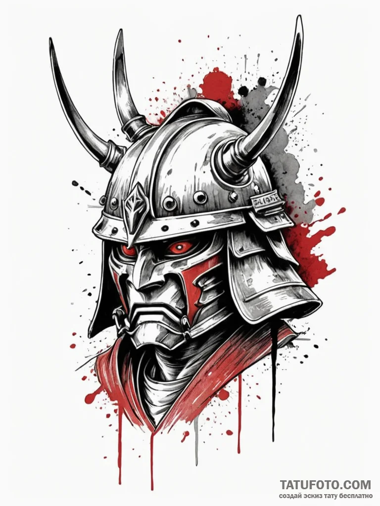 A samurai warrior's helmet (kabuto), tattoo s... - эскиз тату (№1752187521_0, 10.07.2025 22:45) — Tatufoto.com