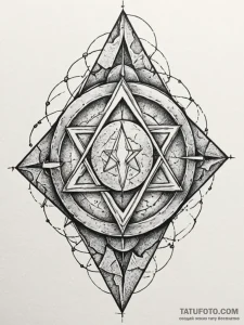 Alchemy symbols on cracked stone, ink illustr... - эскиз тату (№1752187857_0, 10.07.2025 22:50) — Tatufoto.com
