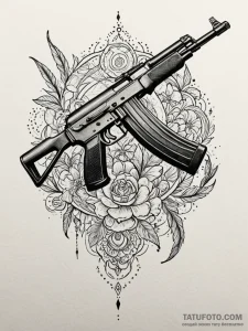 Blueprint schematic of a favorite firearm (e.... - эскиз тату (№1752188028_0, 10.07.2025 22:53) — Tatufoto.com