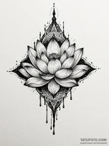 Lotus dagger dripping ink, tattoo drawing out... - эскиз тату (№1752188198_0, 10.07.2025 22:56) — Tatufoto.com