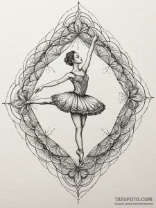Ballerina, artistic tattoo sketch, on a clean... - эскиз тату (№1752188282_0, 10.07.2025 22:58) — Tatufoto.com