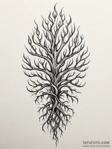 Silver flames tearing through roots, tattoo f... - эскиз тату (№1752188451_0, 10.07.2025 23:00) — Tatufoto.com