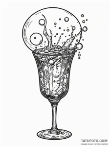 A whimsical bubble in a drink, effervescent,,... - эскиз тату (№1752189041_0, 10.07.2025 23:10) — Tatufoto.com