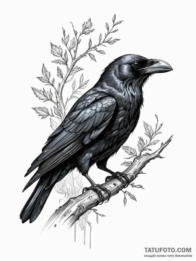 Black raven — эскиз тату (№1752189125_0, 10.07.2025 23:12) — Tatufoto.com