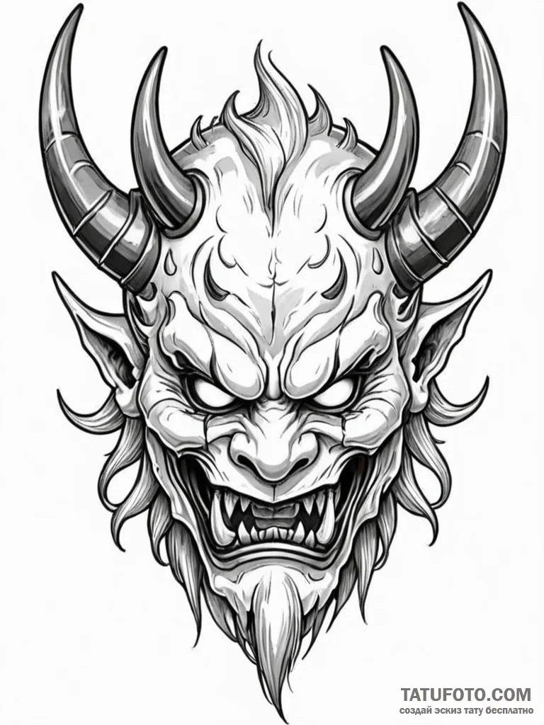 Oni mask — эскиз тату (№1752189292_0, 10.07.2025 23:14) — Tatufoto.com