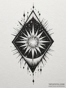 Dark star shattering mid-sky, artistic tattoo... - эскиз тату (№1752189710_0, 10.07.2025 23:21) — Tatufoto.com