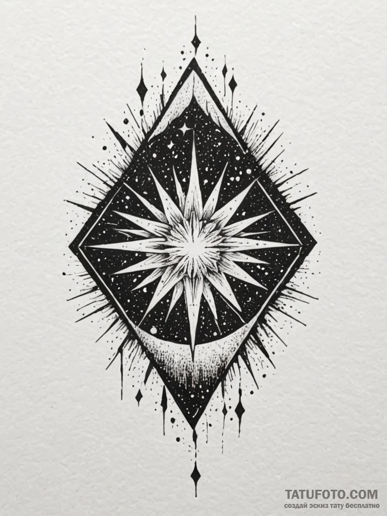 Dark star shattering mid-sky, artistic tattoo... - эскиз тату (№1752189710_0, 10.07.2025 23:21) — Tatufoto.com