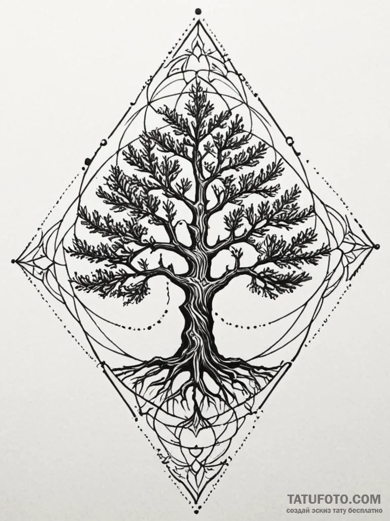Cypress tree, symbolizing longevity and endur… — эскиз тату (№1752190129_0, 10.07.2025 23:28) — Tatufoto.com