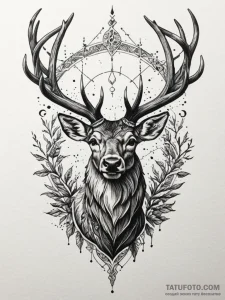 Astral stag with shattered antlers, tattoo sk... - эскиз тату (№1752190298_0, 10.07.2025 23:31) — Tatufoto.com