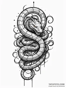 Armored serpent coiled around staff, concept... - эскиз тату (№1752190717_0, 10.07.2025 23:38) — Tatufoto.com