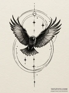 Cosmic raven flying through rift, concept art... - эскиз тату (№1752190801_0, 10.07.2025 23:40) — Tatufoto.com