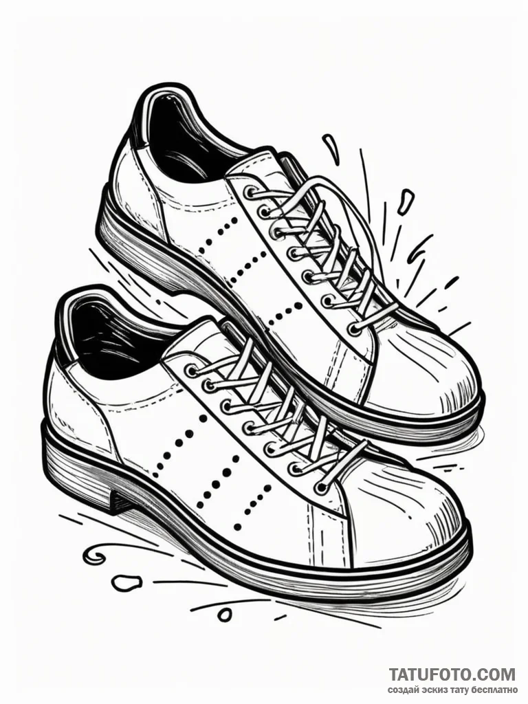 A classic bowling shoes, distinct,, tattoo fl… — эскиз тату (№1752190969_0, 10.07.2025 23:42) — Tatufoto.com