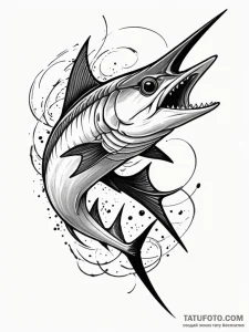 Swordfish with a nose like an obsidian blade,... - эскиз тату (№1752191053_0, 10.07.2025 23:44) — Tatufoto.com