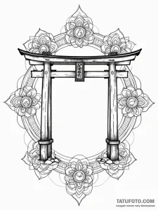 Shinto shrine gate (torii) made of neon tubes... - эскиз тату (№1752191221_0, 10.07.2025 23:47) — Tatufoto.com