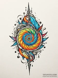 Fractured blade spiraling through void, tatto... - эскиз тату (№1752191477_0, 10.07.2025 23:51) — Tatufoto.com