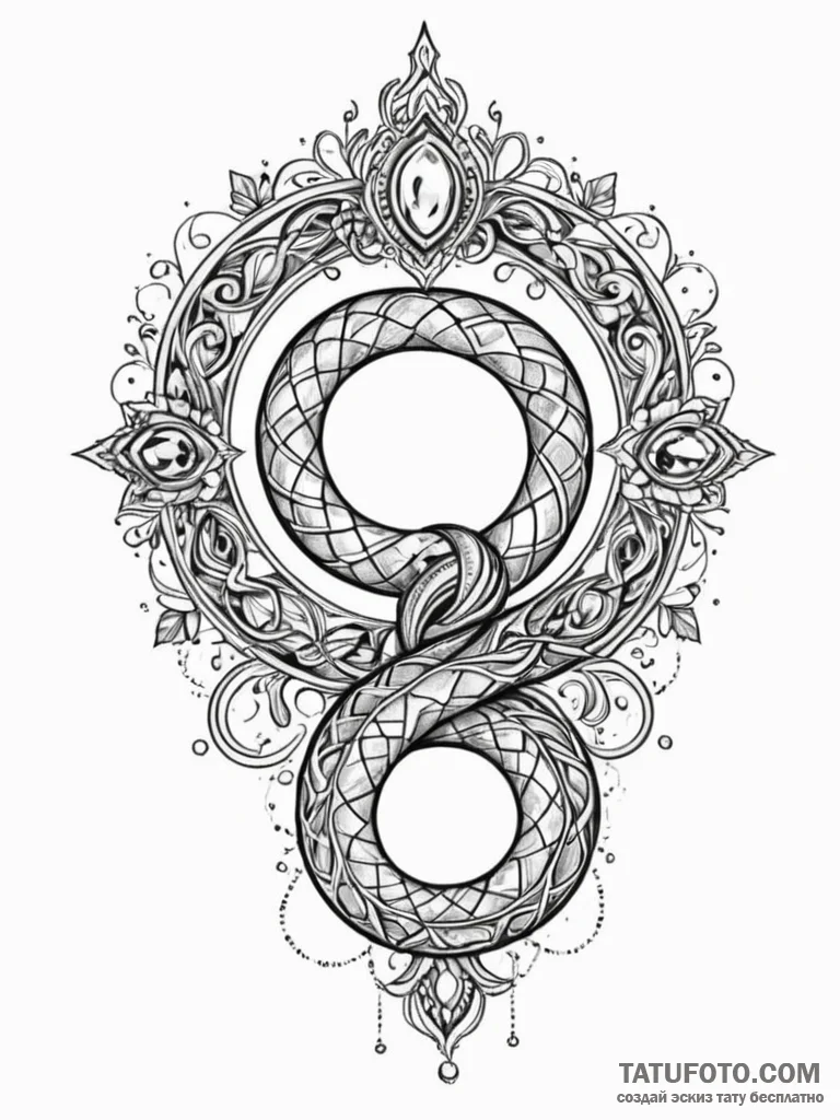 Jewel serpent crowned with stars, artistic ta... - эскиз тату (№1752191561_0, 10.07.2025 23:52) — Tatufoto.com