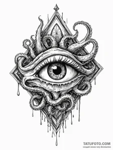 Broken smartphone screen displaying a kraken'... - эскиз тату (№1752192066_0, 11.07.2025 00:01) — Tatufoto.com