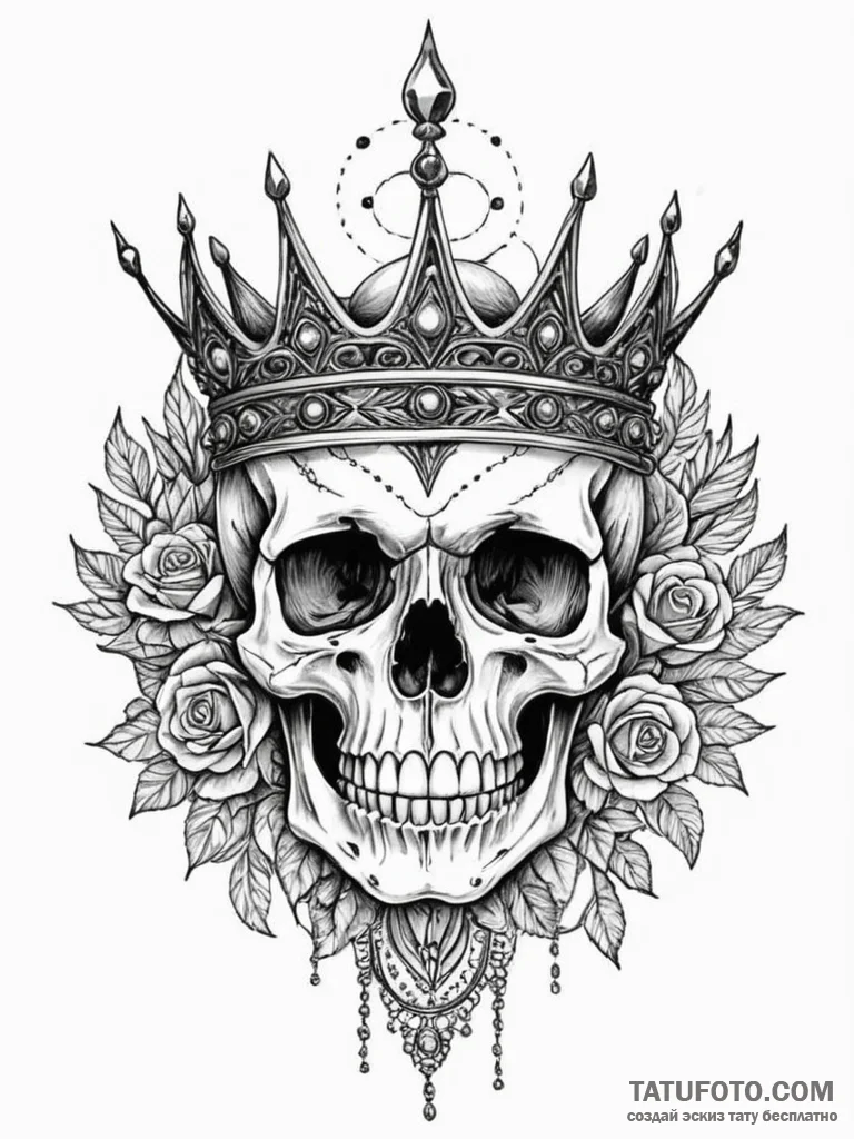 Astral crown above skull, tattoo drawing outl... - эскиз тату (№1752192399_0, 11.07.2025 00:06) — Tatufoto.com