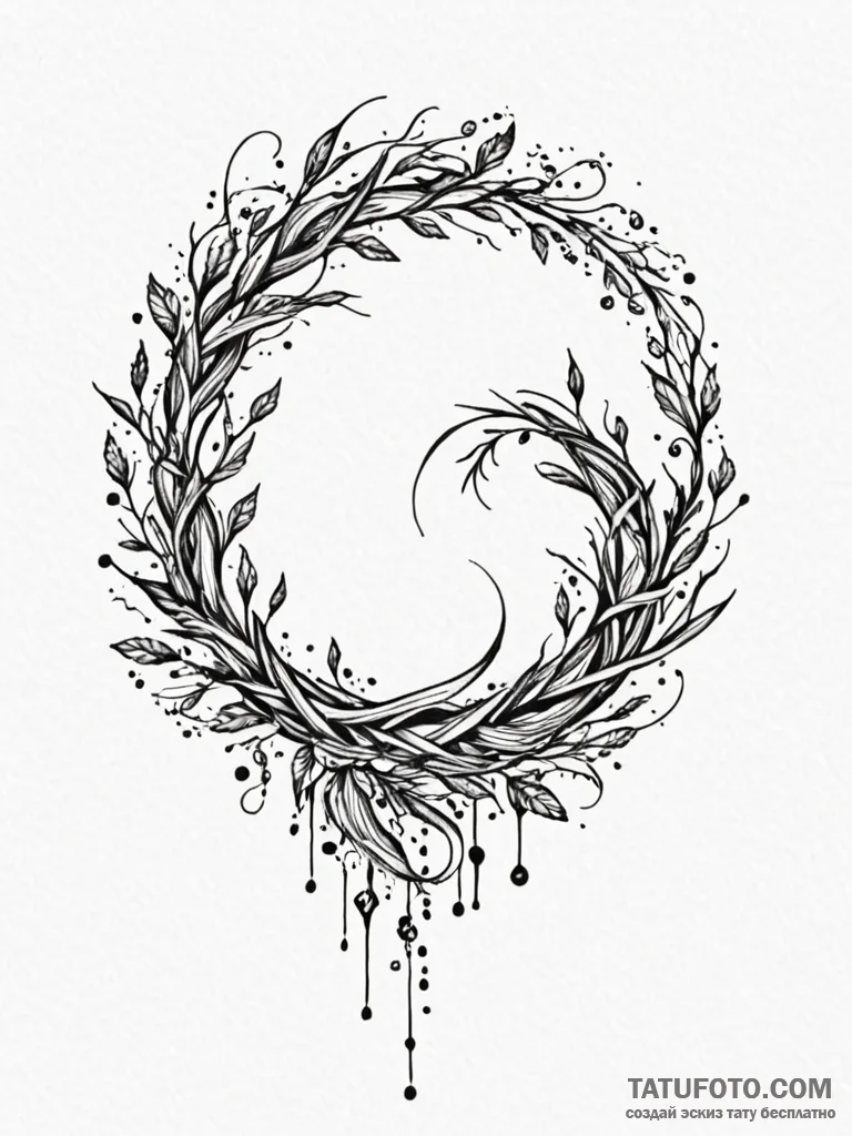 Thorned vine spiraling through void, tattoo s... - эскиз тату (№1752192818_0, 11.07.2025 00:13) — Tatufoto.com